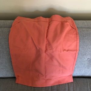 Orange JCrew pencil skirt